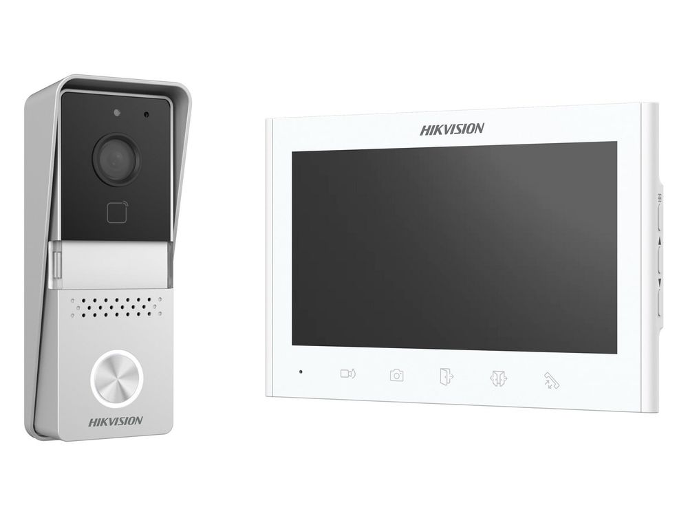 Kit videointerfon analogic Hikvision DS-KIS102-P/Surface, monitor 7 inch, post exterior, plug and play, IP55