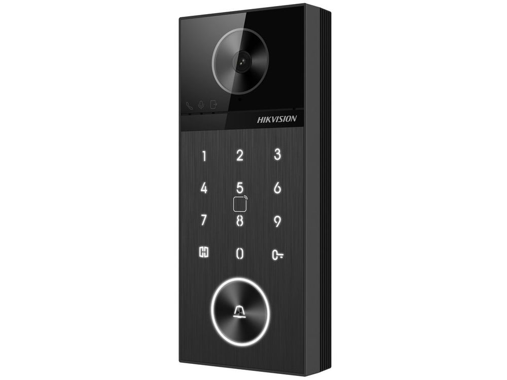 Post exterior Hikvision pentru videointerfon, 4MP, WiFi 6, cititor card M1, tastatura, Bluetooth, PoE, IP65, DS-KV6124-WBE1