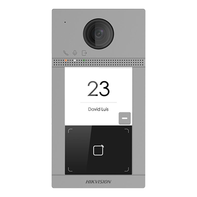 Post de exterior pentru videointerfon IP Hikvision 1 familie, DS-KV8113-WME1(B), Wi-Fi, LAN, Hik-Connect, PoE, Carcasa Metal, IP65, IK08