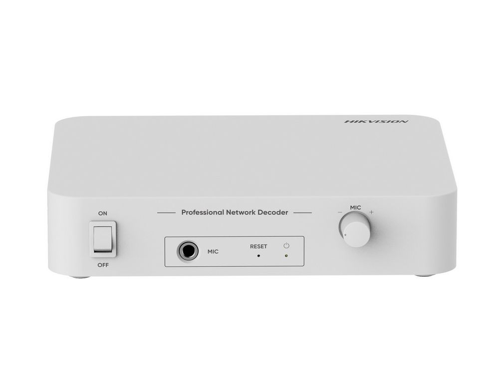 Decoder audio IP adresare publica Hikvision DS-QAE1DG1, 6W, 24VDC, MIC 6.3mm, RCA, TTS, 80 Hz- 20 kHz, broadcast programat