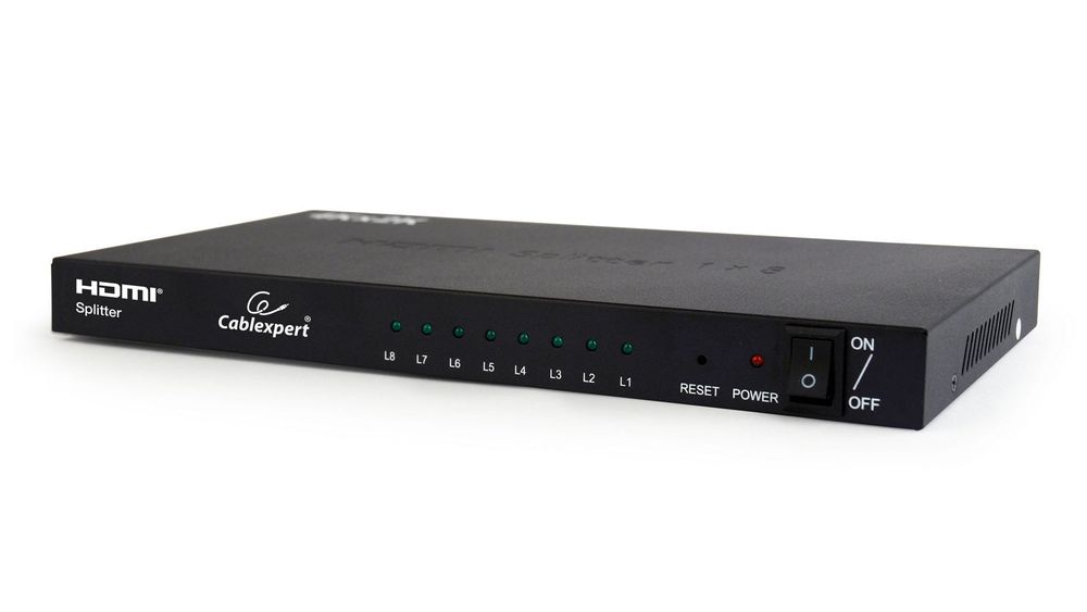 Splitter HDMI pentru sali de conferinte Gembird DSP-8PH4-03, 8 porturi, 4K, suport 3D, amplificator semnal, carcasa din otel