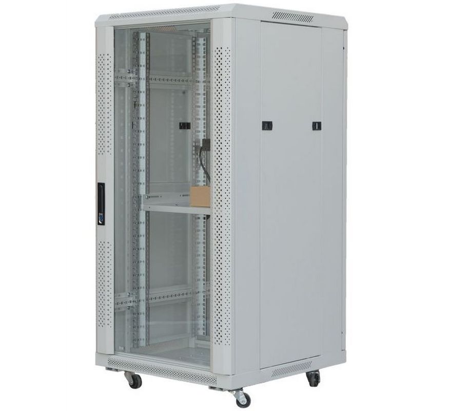Dulap metalic rack, 19", 27U, 600x800x1400, gri, usa din sticla securizata, Braun Group, TE6827F