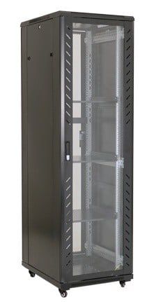 Rack 47U, 19 inch, montaj pe podea, cu roti, usa sticla, 600x800 mm, 4 ventilatoare, ASYTECH ASY-47U-6080S