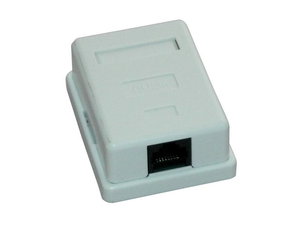 Priza simpla UTP Cat 5e, 1 port RJ45, plastic, alb, Emtex EMT-UTP5E-1P-PT