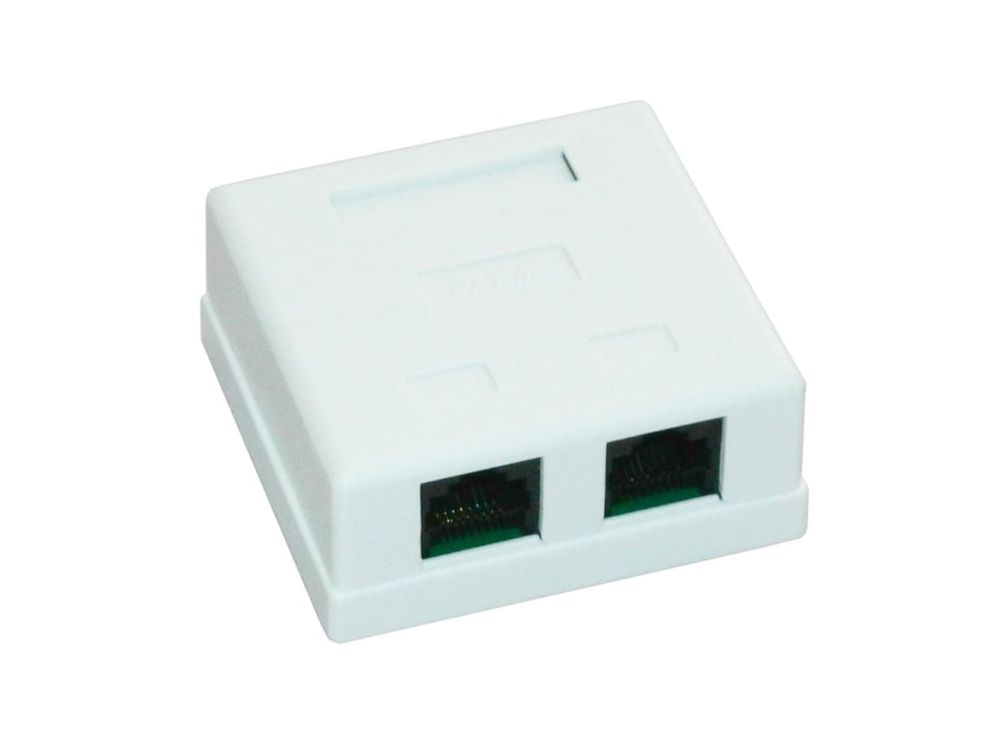 Priza dubla aplicata UTP CAT 6, 2x RJ45 (M), plastic, Emtex EMT-UTP6-2P-PT