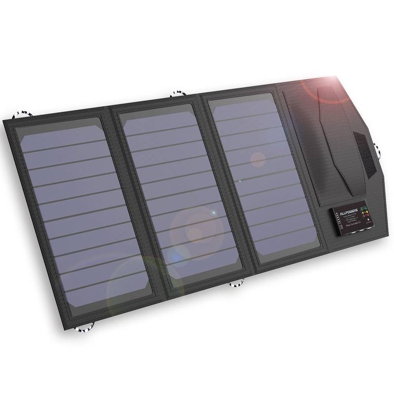 Panou solar portabil 15W cu powerbank 10000mAh, AllPowers AP-SP-014-BLA