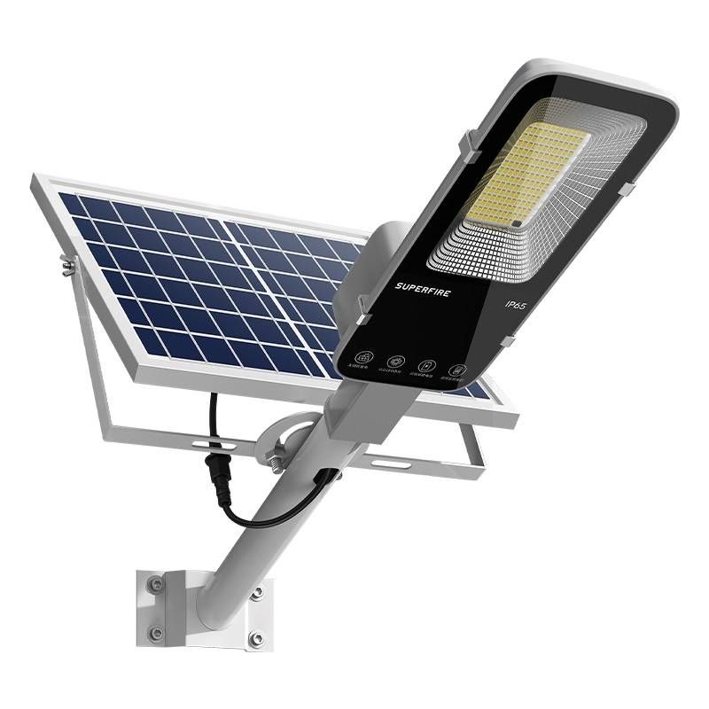 Lampa LED iluminat stradal 263W cu panou solar si acumulator, telecomanda, IP65, Superfire FF5-C