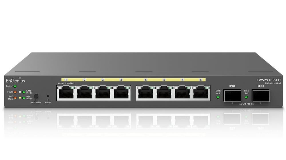 Switch EnGenius Fit EWS2910P-Fit, 8 porturi Gb, 2 porturi SFP, PoE+, 55W
