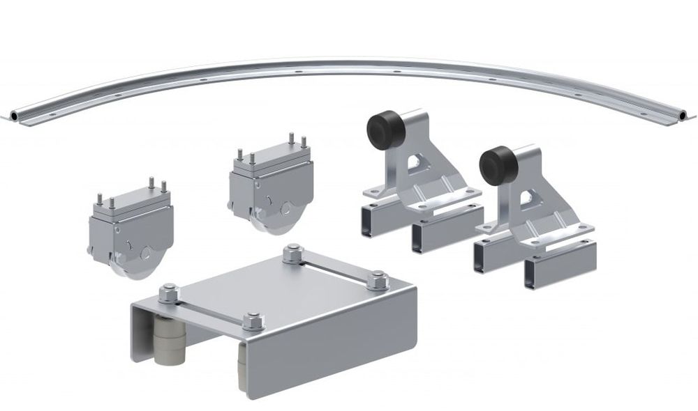 Kit feronerie pentru poarta culisanta la 90°, curba cu R=0.5m, Otel Galvanizat, KA8103.050
