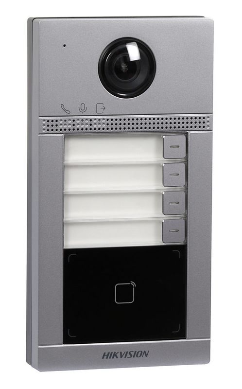 Videointerfon FULL HD, 4 familii, control acces, TCP/IP, montaj incastrat, Hikvision DS-KV8413-WME1(B)