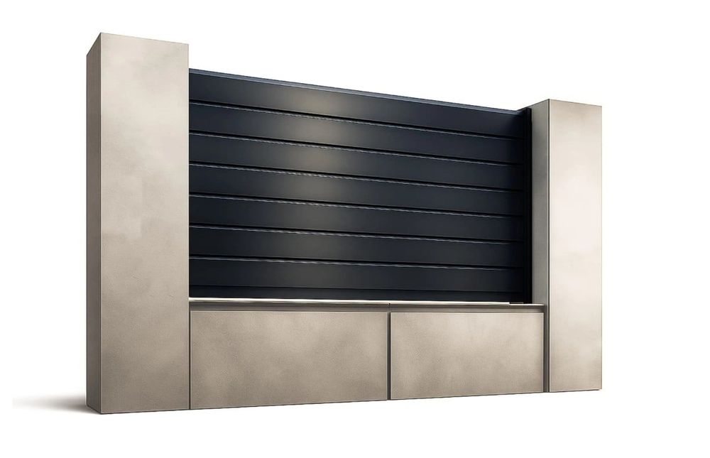 Gard metalic aluminiu exterior Virtuoso Baldur, 2000x1500mm, rezistent coroziune UV, design modern, usor intretinut, 50-936/7016