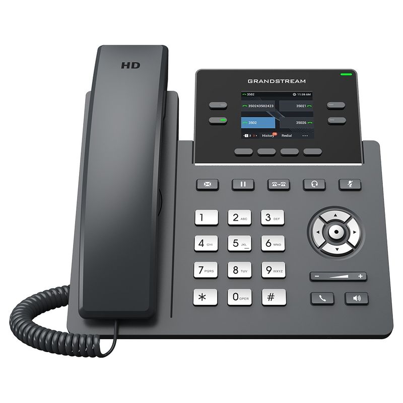 Telefon IP Grandstream, 4 linii, ecran color, PoE, 2 porturi LAN, compatibil GDMS, GRP2612G