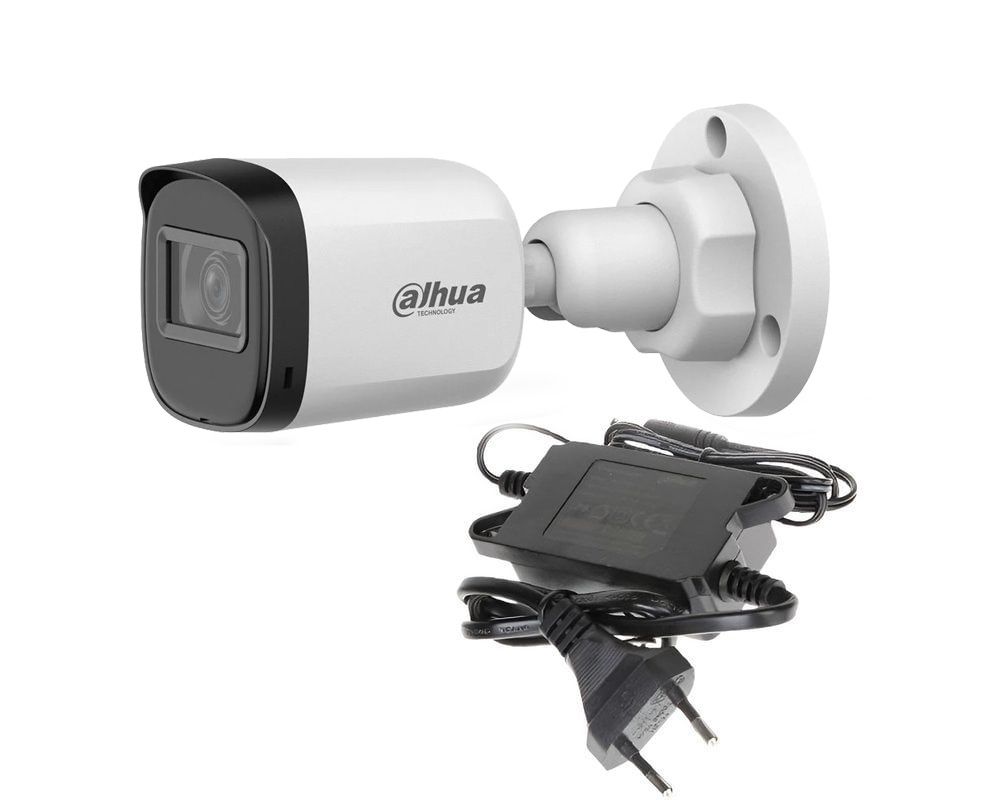 Camera supraveghere exterior HDCVI, 2MP FULL HD, IR 30m, lentila 3.6mm + Alimentator 12V1A, Dahua HAC-0360B-321D
