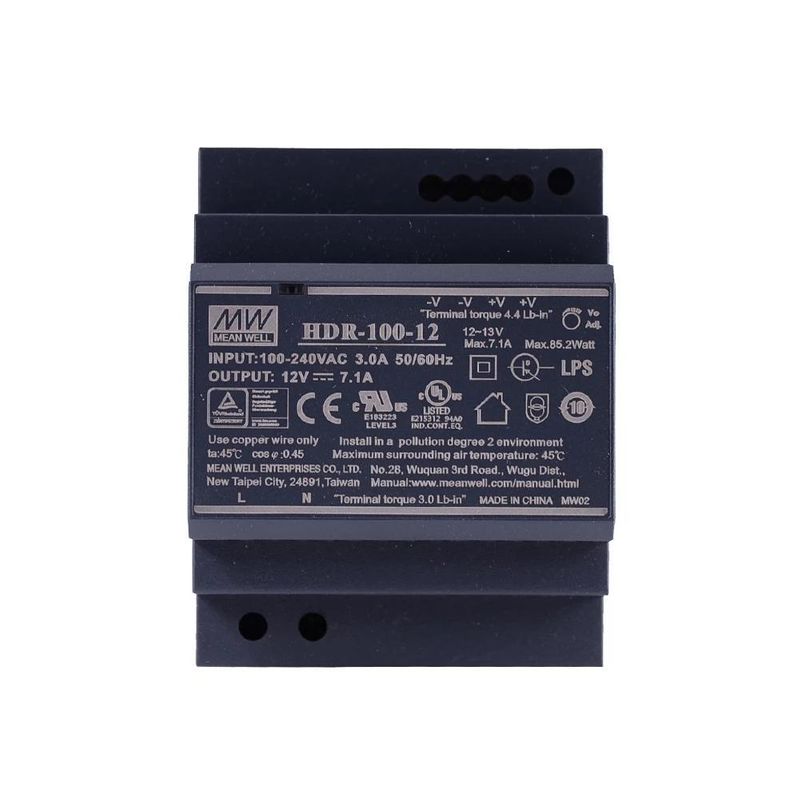 Sursa de alimentare pe sina DIN, 12V DC, 7.1A, HDR-100-12 Mean Well