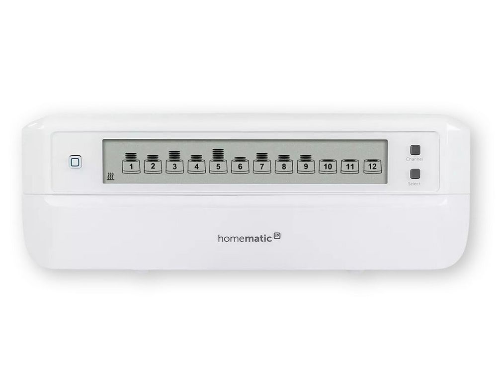 Termostat pentru incalzire in pardoseala, 12 canale, 230V/24VDC, IP20, aplicatie mobila, Homematic HmIP-FALMOT-C12