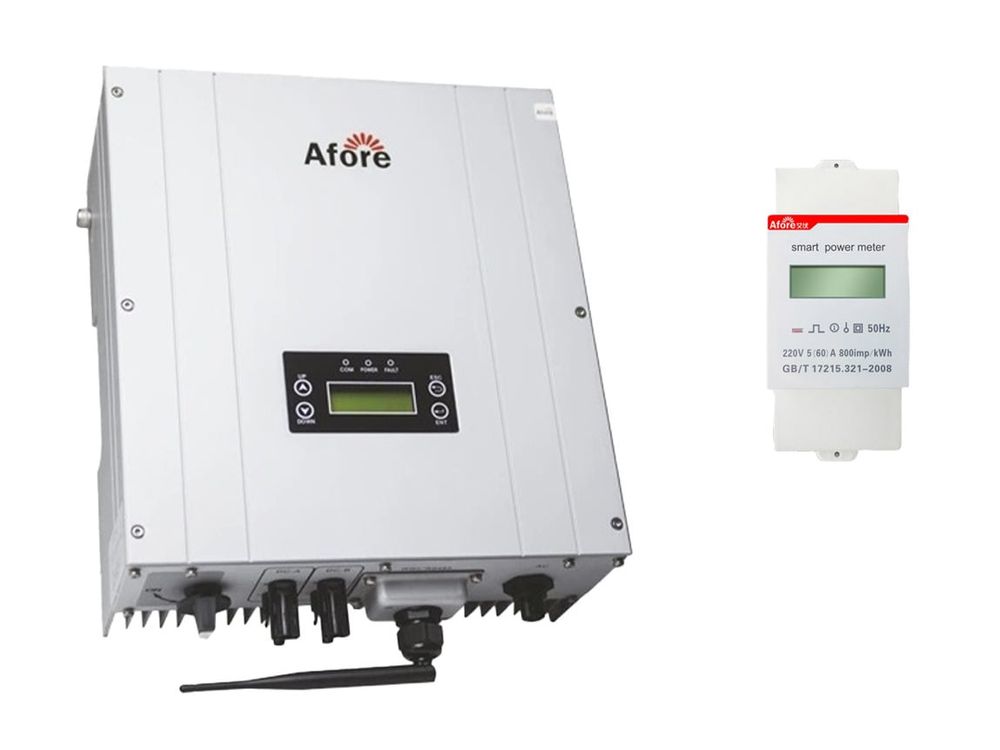 Kit invertor On-Grid monofazat 3kW si contor de energie 10kWA, Afore HNS3000TL-2+SMART