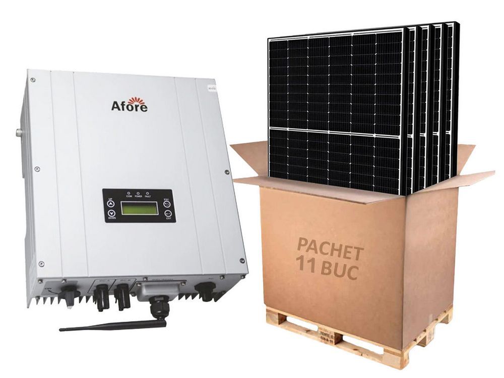 Kit invertor On-Grid 5KW si 11 panouri solare monocristaline, 460W, HNS5000TL-2-460W