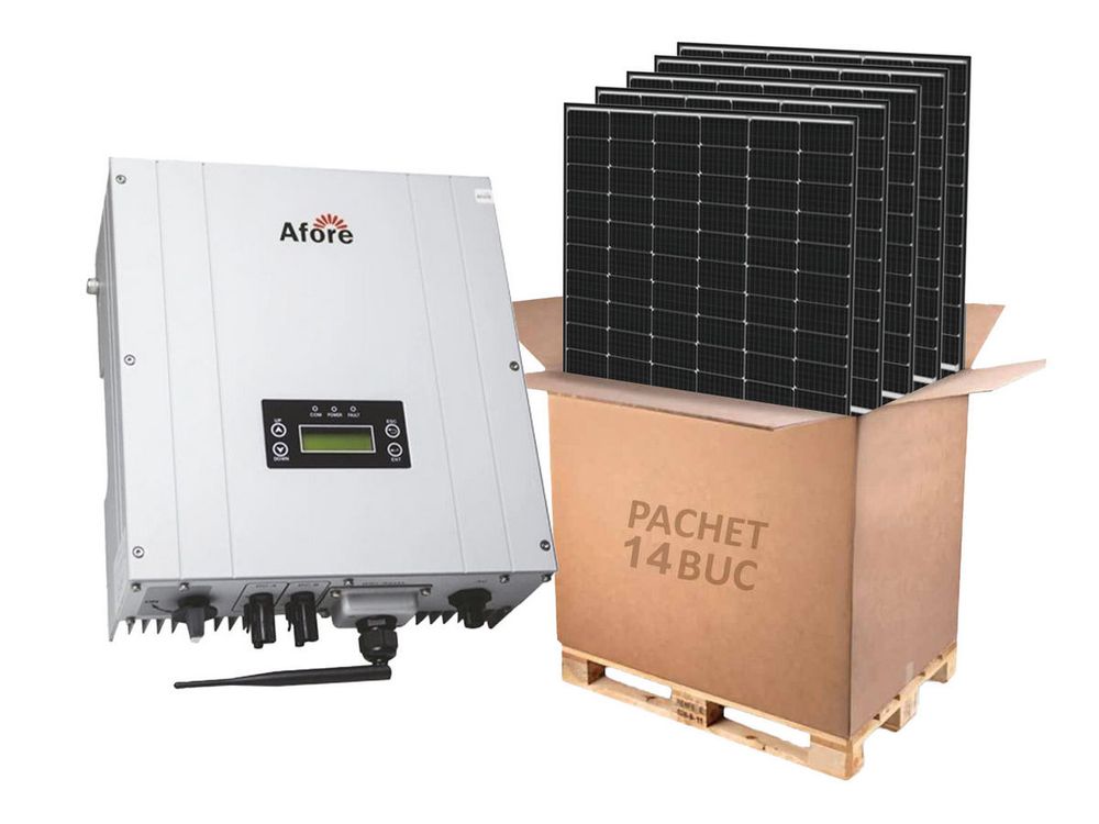 Kit invertor On-Grid monofazat 5kW si 12 panouri fotovoltaice, Afore HNS5000TL-2-KIT
