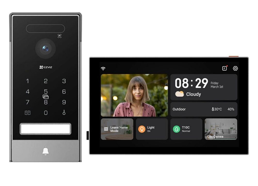 Videointerfon inteligent cu camera 4K, recunoastere biometrica, ecran tactil 8 inch, conectivitate WiFi, HP7-Pro