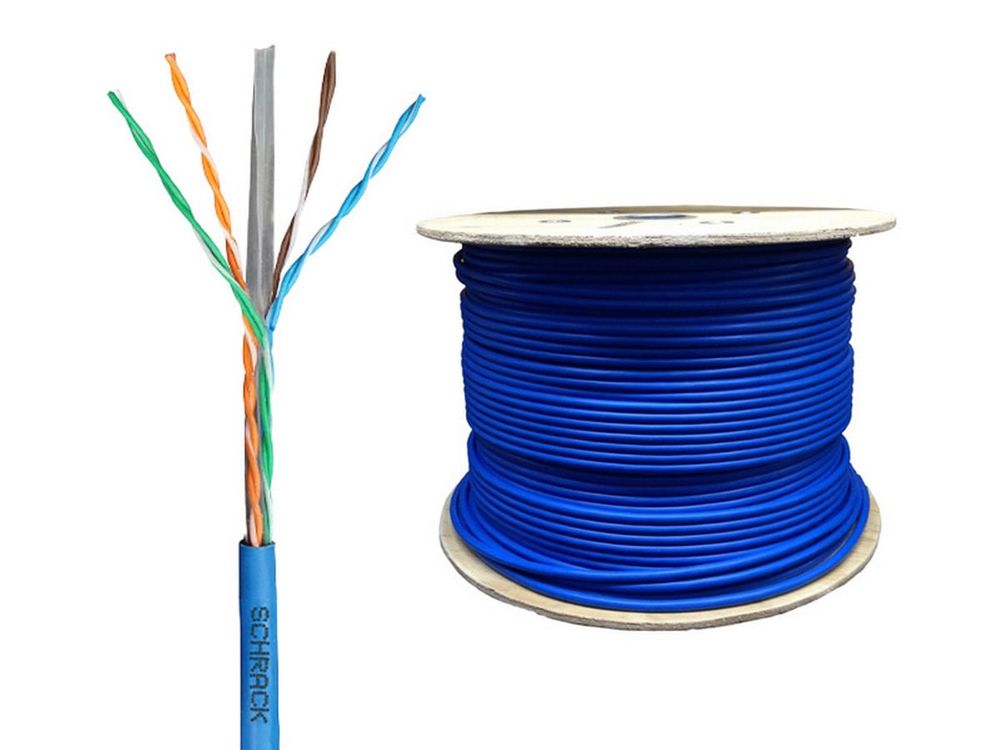 Cablu U/UTP Cat 6, neecranat, 4x 2x AWG24/1, cupru, 1000Base-T, 500m, conform standardului EN50575, PVC albastru, Schrack HSEKU423P5