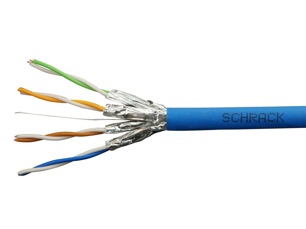 Cablu retea U/FTP Cat 6a, Schrack HSKF423HB5, ecranat, cupru, AWG23, LSOH, tambur 500m, albastru