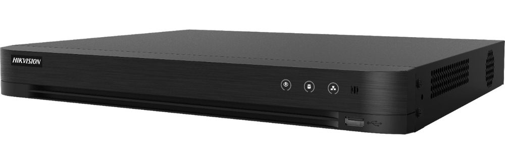 DVR 16 canale 8 MP, AcuSense, 128 Mbps, PoC, 2 x HDD, 2 x USB, Audio prin coaxial, Hikvision iDS-7216HUHI-M2-P