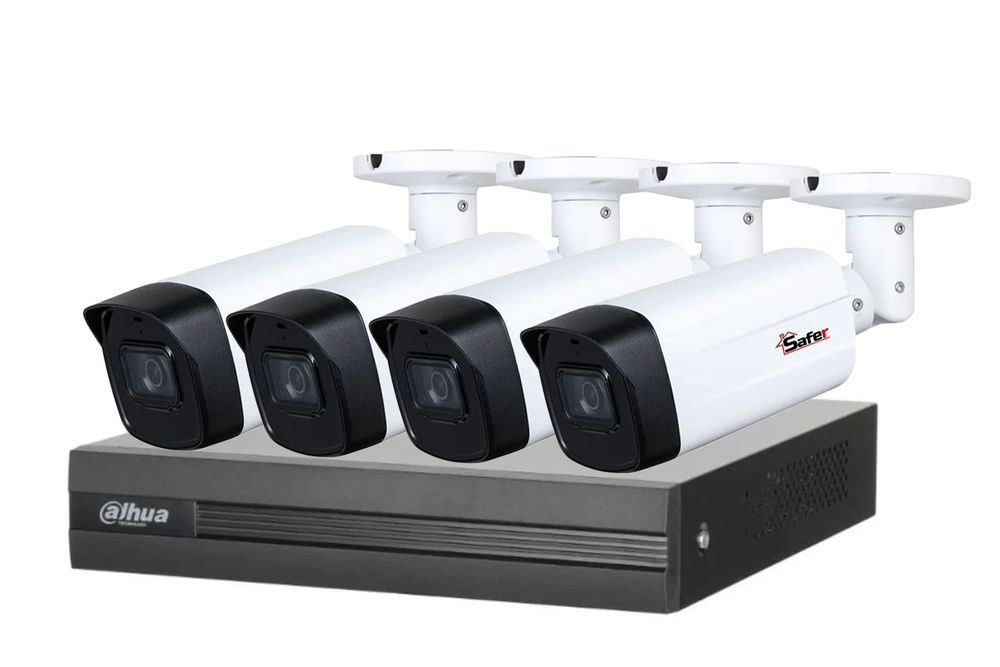 Kit de supraveghere video, DVR 4 canale, 4 camere FullHD, Full Color LED alb 80m, Dahua, Safer, KIT-4X-2MP28LED20