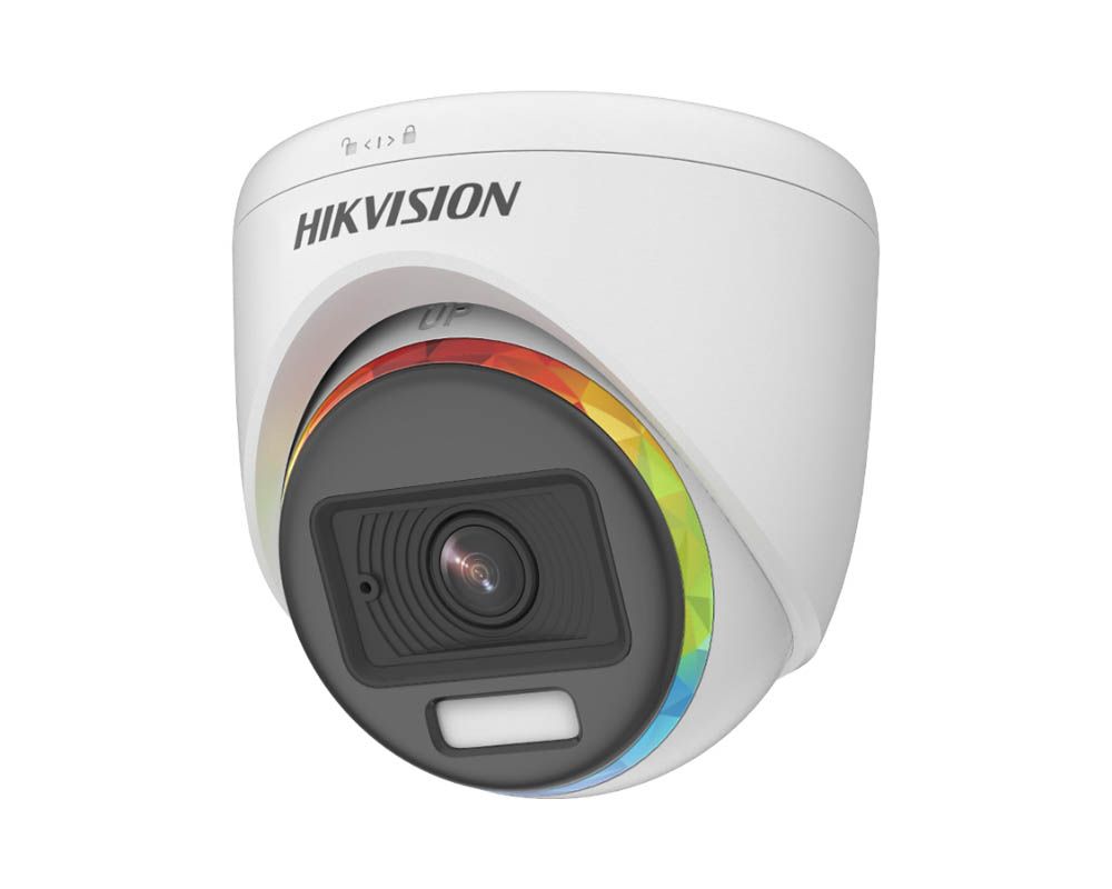 Camera de supraveghere Dome Hikvision lumina alba 20 m, ColorVu, 2 MP, 2.8 mm, microfon, DS-2CE70DF8T-PFSLN