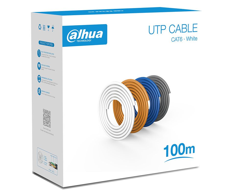 Cablu UTP CAT6, cupru 100%, cutie cu 100m Dahua, DH-PFM920I-6UN-C-100
