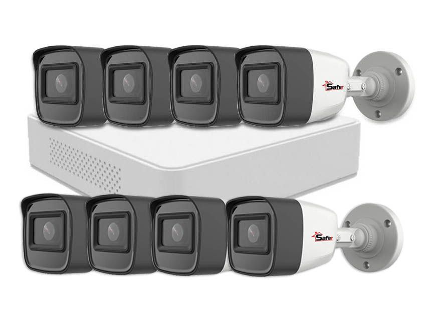 Kit supraveghere video cu 8 camere si DVR, Rezolutie inregistrare 5 MP, smart IR 30m, microfon, SAFER, SAF-8X5MPIR30