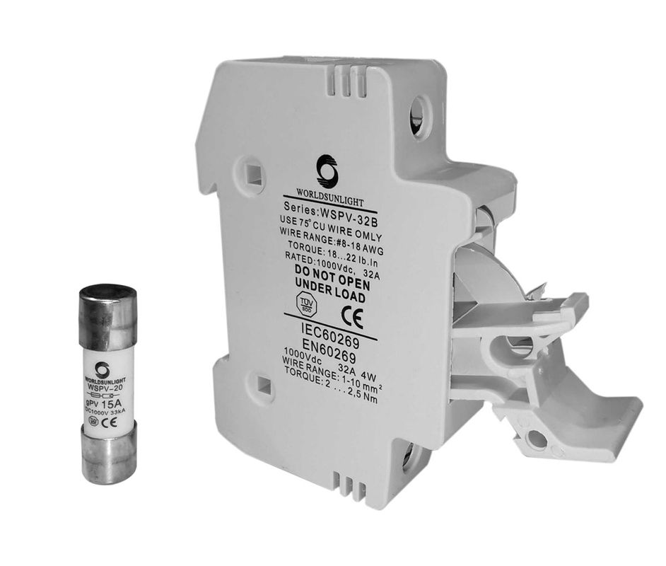 Separator modular 1 pol, cu sigurante fuzibile 15A 1000V, pentru sistemele fotovoltaice