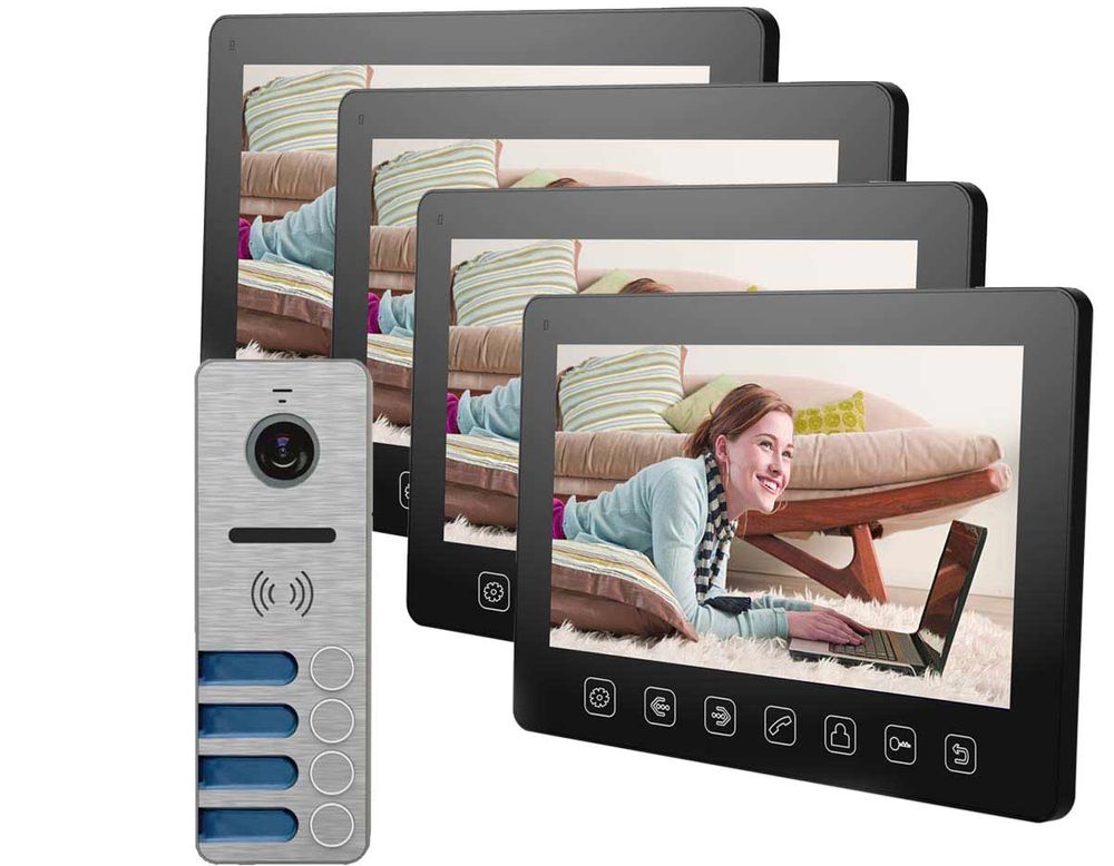 Set videointerfon 4 familii color 7 Inch Safer