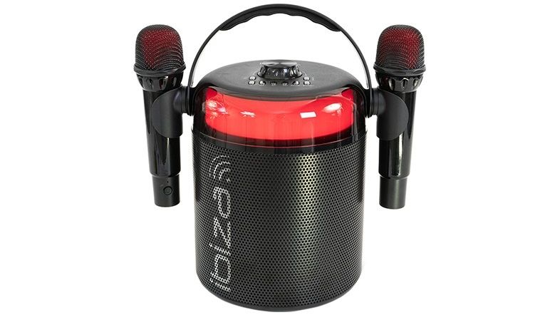 Boxa karaoke 120W, 4inch/ 10cm, Ibiza Sound KARAHOME-BK, Bluetooth, USB, microSD, AUX, Coax, 2x microfoane 2.4GHz, baterie Li-ion 3.7V 4000mAh, negru