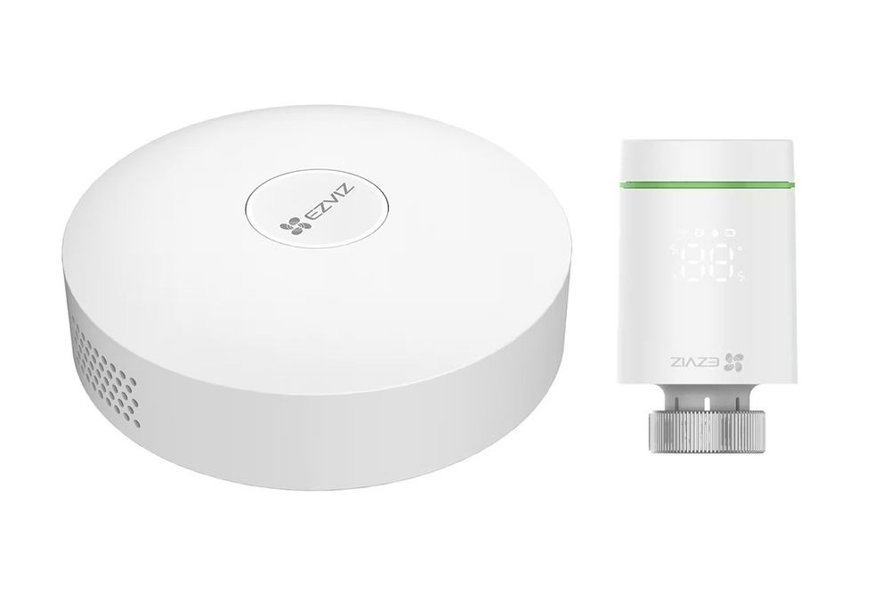 Kit termostat Smart Ezviz, 1 robinet cu senzor temperatura Zigbee, Gateway Wi-Fi, control din aplicatie, CS-T55-A3