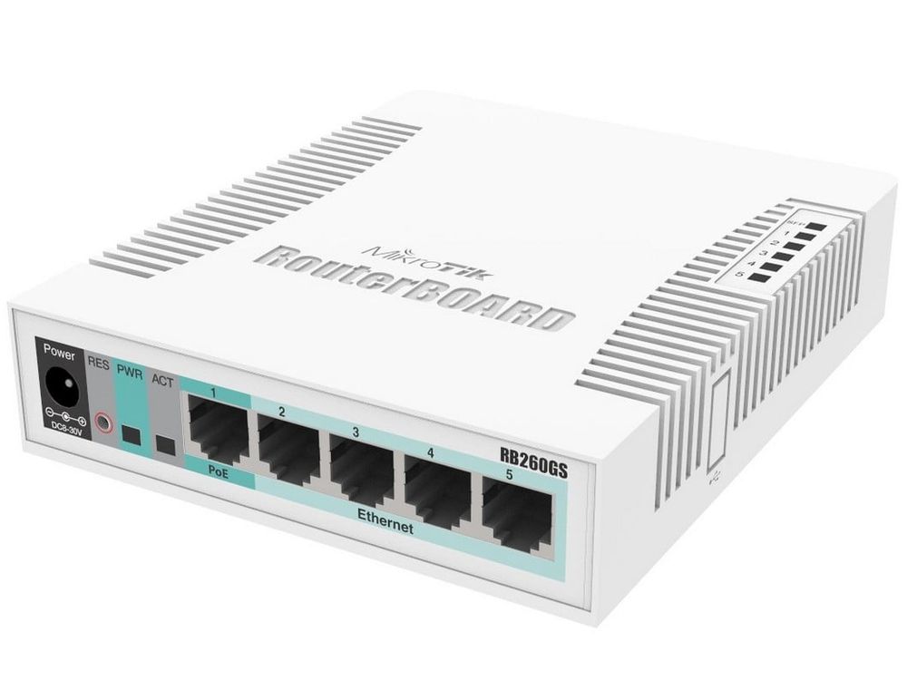 Switch cu management Gigabit Ethernet (10/100/1000), suport pentru PoE, CSS106-5G-1S