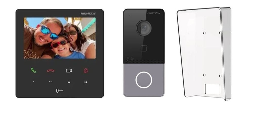 Kit videointerfon IP Hikvision DS-KIS606-P, 2MP HD, lumina IR, monitor cu Wi-Fi 2.4GHz, microfon incorporat