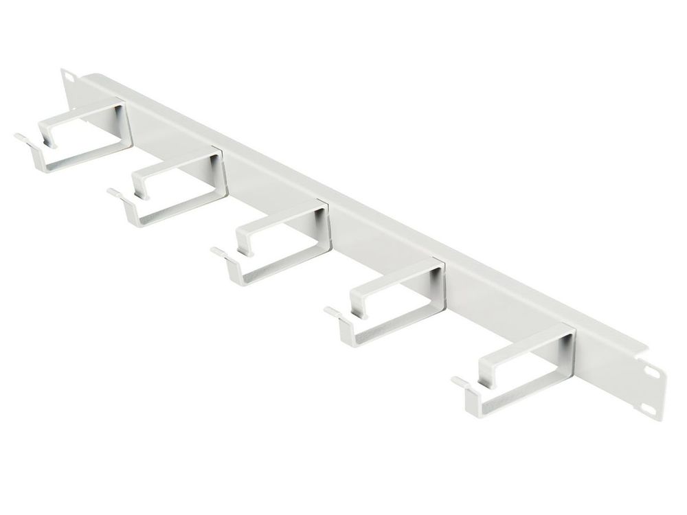 Organizator rack, 1U, 5 inele metalice pentru organizarea cablului, Alb, Schrack DTBC105R