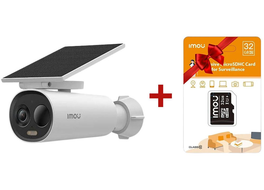 Camera supraveghere Imou Cell 3C+ card microSD cadou, 32GB, 3MP QHD, 2.8mm, panou solar PIR, audio bidirectiional, IPC-K9DCP-3T0WE-V2+SD32GB