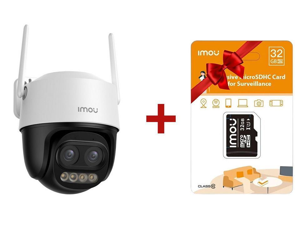 Camera supraveghere Imou Cruiser Z Wi-Fi + card microSD cadou, 32GB, 5MP, 12x zoom hibrid, iluminare duala, audio, IP66, IPC-S7DP-5M0WEZ+SD32GB