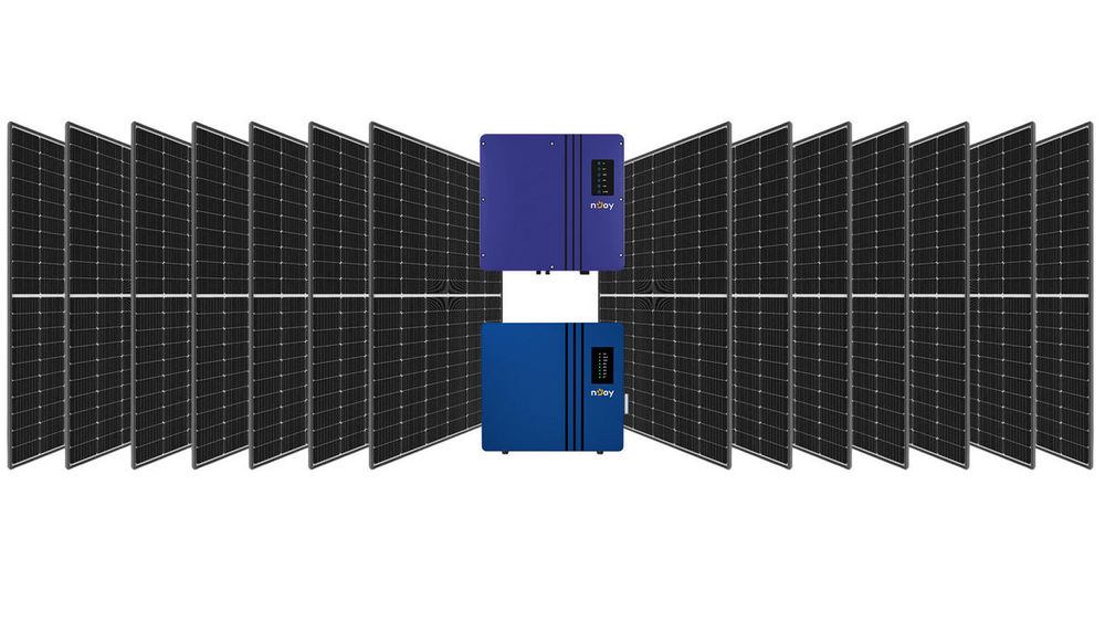 Kit sistem fotovoltaic hibrid monofazat, 5KW, Njoy KIT5KWMONO-NJ-380