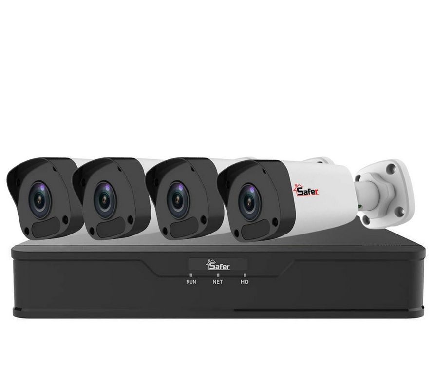 Kit de supraveghere video IP de exterior, 4 camere 4 MP, IR 30 m, NVR 8 canale, PoE, Safer, KITIP-4X-4MP420