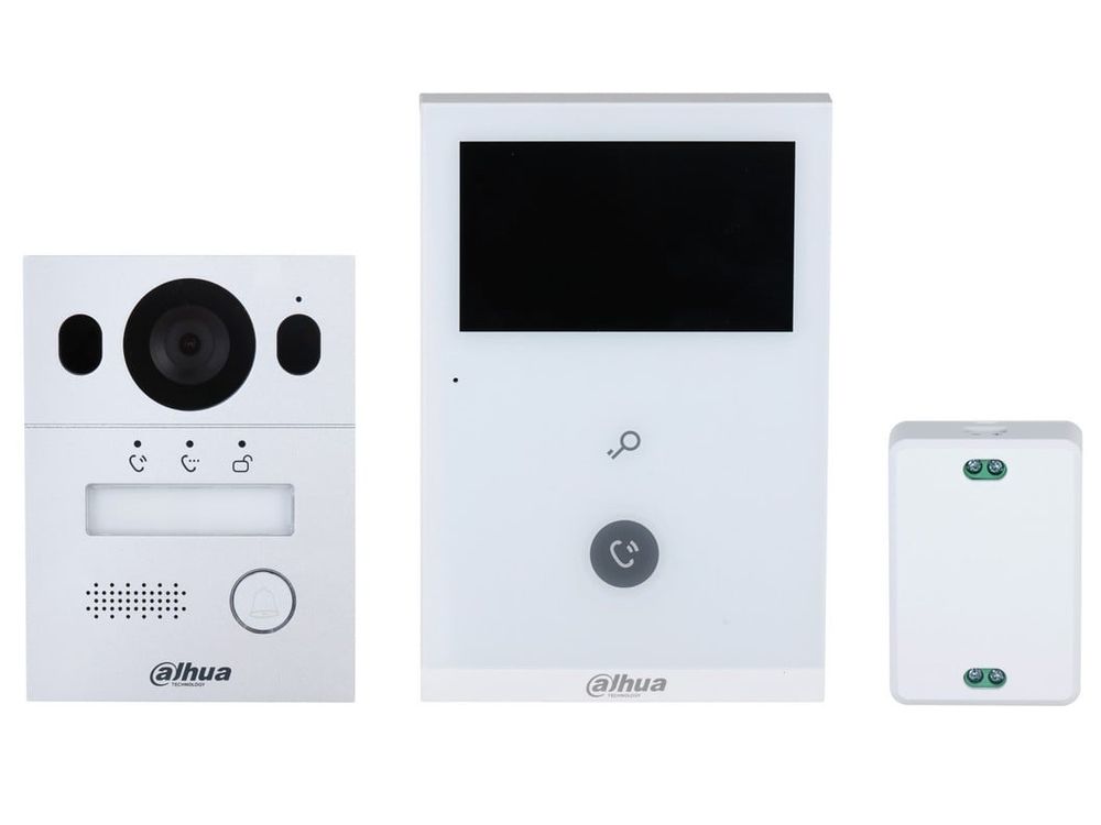 Kit Videointerfon Dahua KTX02(S), 2 fire, ecran 4.3 inch, Wi-Fi, IR, IP65, IK07, montare aparenta