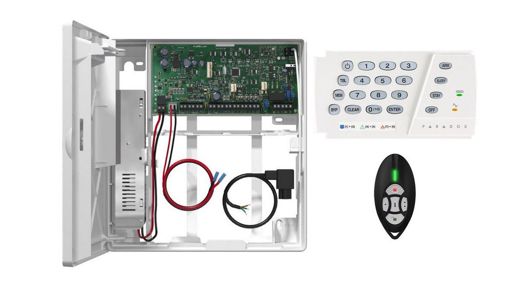 Centrala alarma Pradox Magellan MG5075 cu telecomanda REM2 si tastatura K636, MG5075+REM2+K636