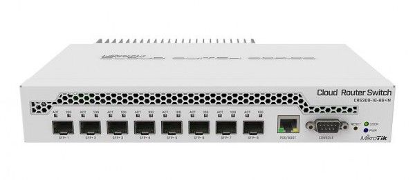 Switch SFP+ Mikrotik CRS309-1G-8S+IN, 8x SFP+ 10Gbps, 1x LAN 1Gbps, RouterOS/SwOS, alimentare PoE 18-57V, rackabil
