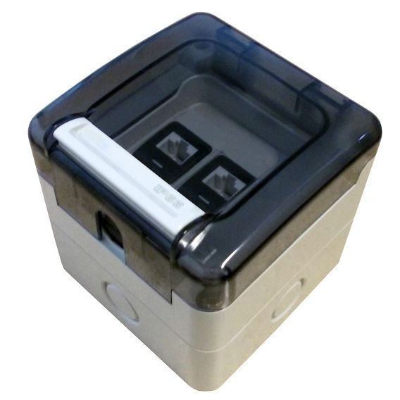 Priza pentru 2 cabluri RJ45, IP66, termoplastic rezistent la radiatii UV si substante chimice, Alantec OS002IP