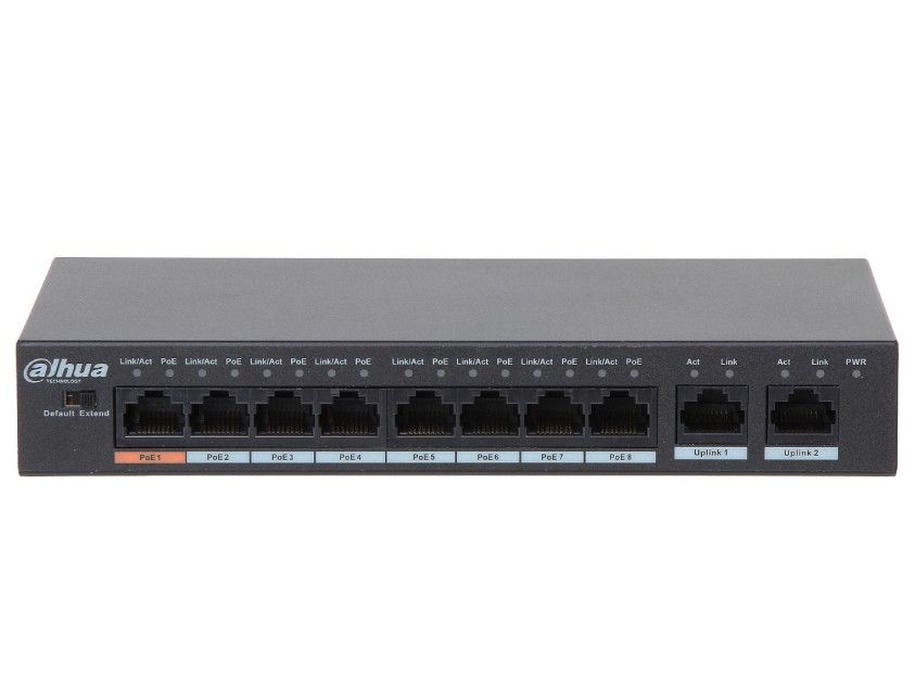Switch 8 porturi POE 100MB/s + 2 WAN Gigabit 96W Dahua PFS3010-8ET-96-V2