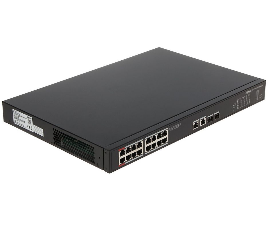 Switch 20 porturi gigabit, 16 porturi PoE, 240W, Dahua PFS3220-16GT-240