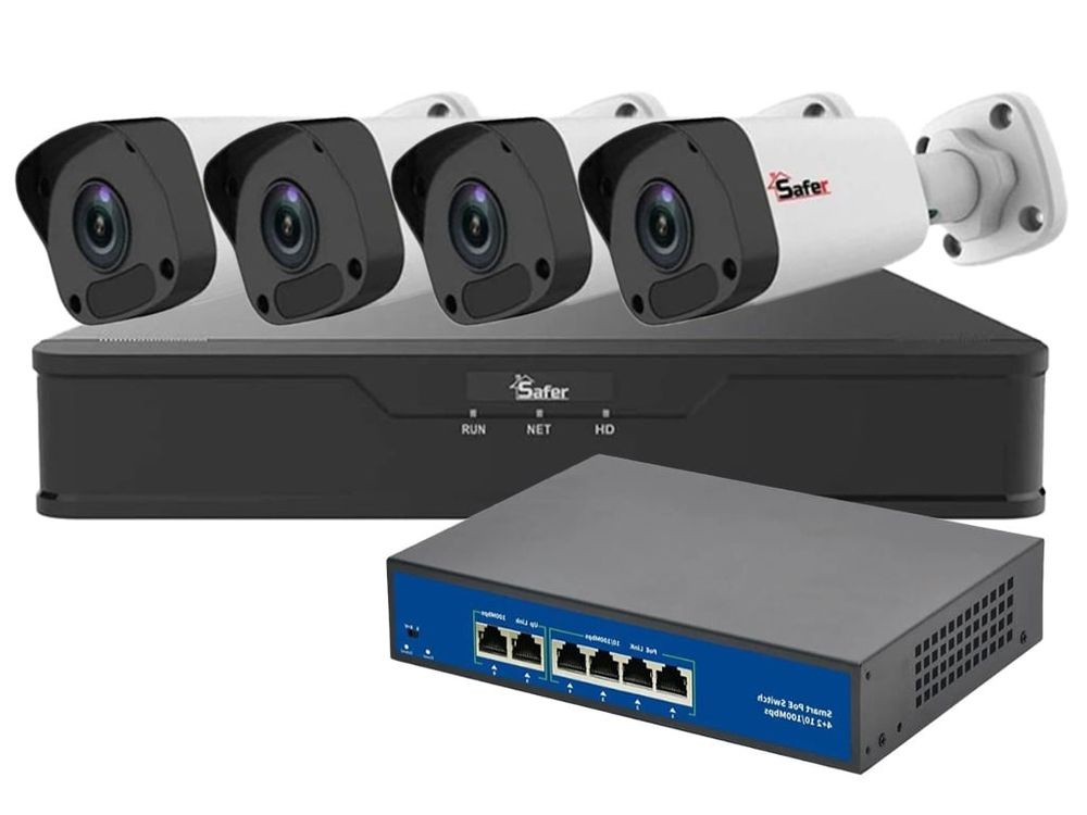 Kit supraveghere IP SAFER, 4 camere, 2MP, Lentila 2.8mm, IR 30m, NVR, Switch PoE, SAF-4XNVRSP4MP-Z-52