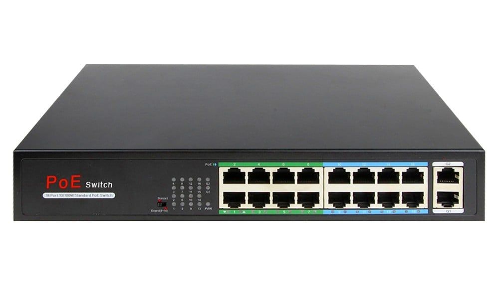 Switch SW1816POE-160-E, 16 porturi RJ45+2 RJ45 Uplink, 160W, POE