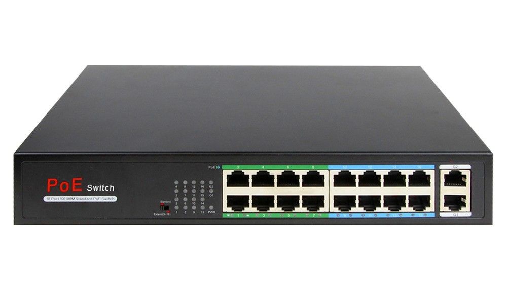 [RESIGILAT] Switch SW1816POE-160-E-R, 16 porturi RJ45+2 RJ45 Uplink, 160W, POE